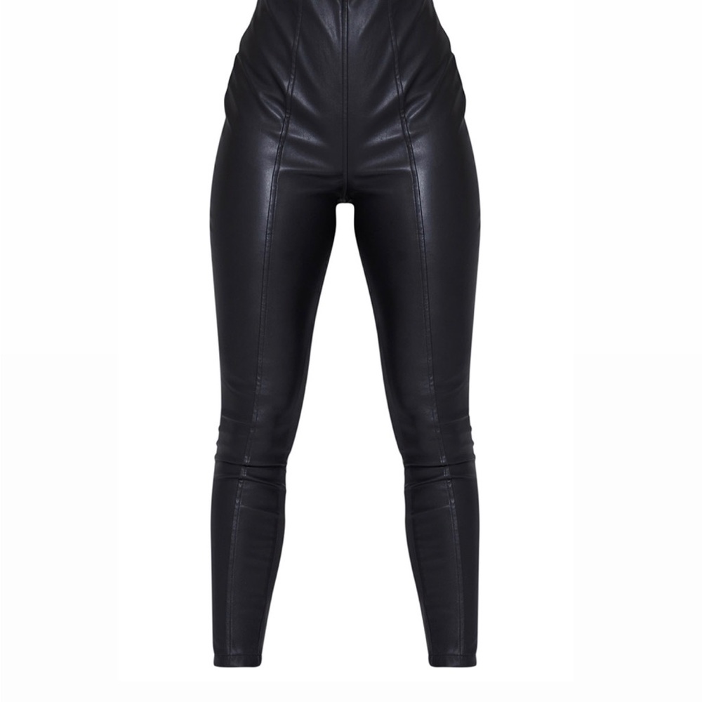 Hi rise , black leather pants